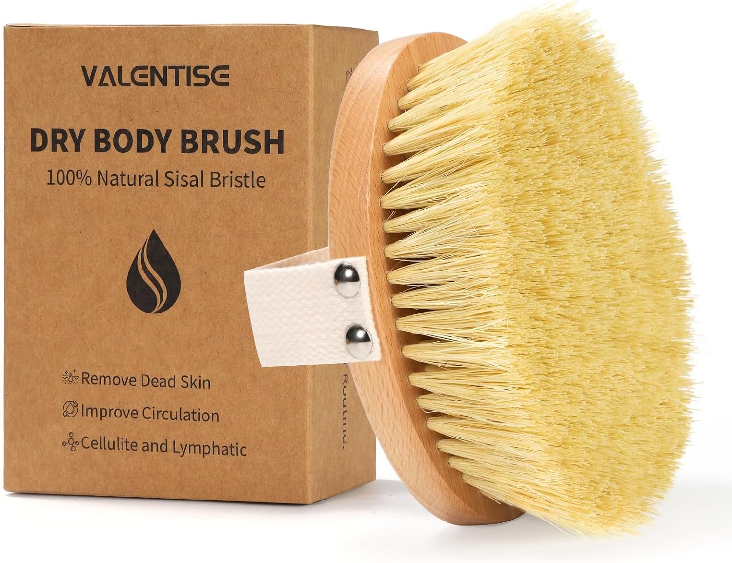 Dry Brushing Body Brush, Stiff Sisal Bristle Dry Body Brush for Remove Dead Skin, Body Exfoliating Brush for Improve Circulation, Cellulite and Lymphatic