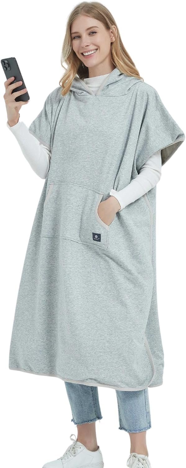 Radia Smart® EMF Adult Hooded Poncho GREY – Radiation Blanket, Wearable Faraday Blanket, RF Shielding, WiFi Blocker, Protection Clothing Oversized