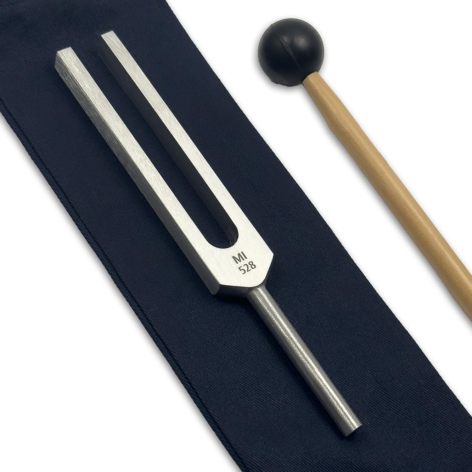 528 Hz MI Unweighted Solfeggio Tuning Fork For Healing with Carry Bag and Striker – Love Frequency 528hz Solfege Syllable MI – Sound Healing and Biofield Harmonization, Sound Therapy Tools | Silver