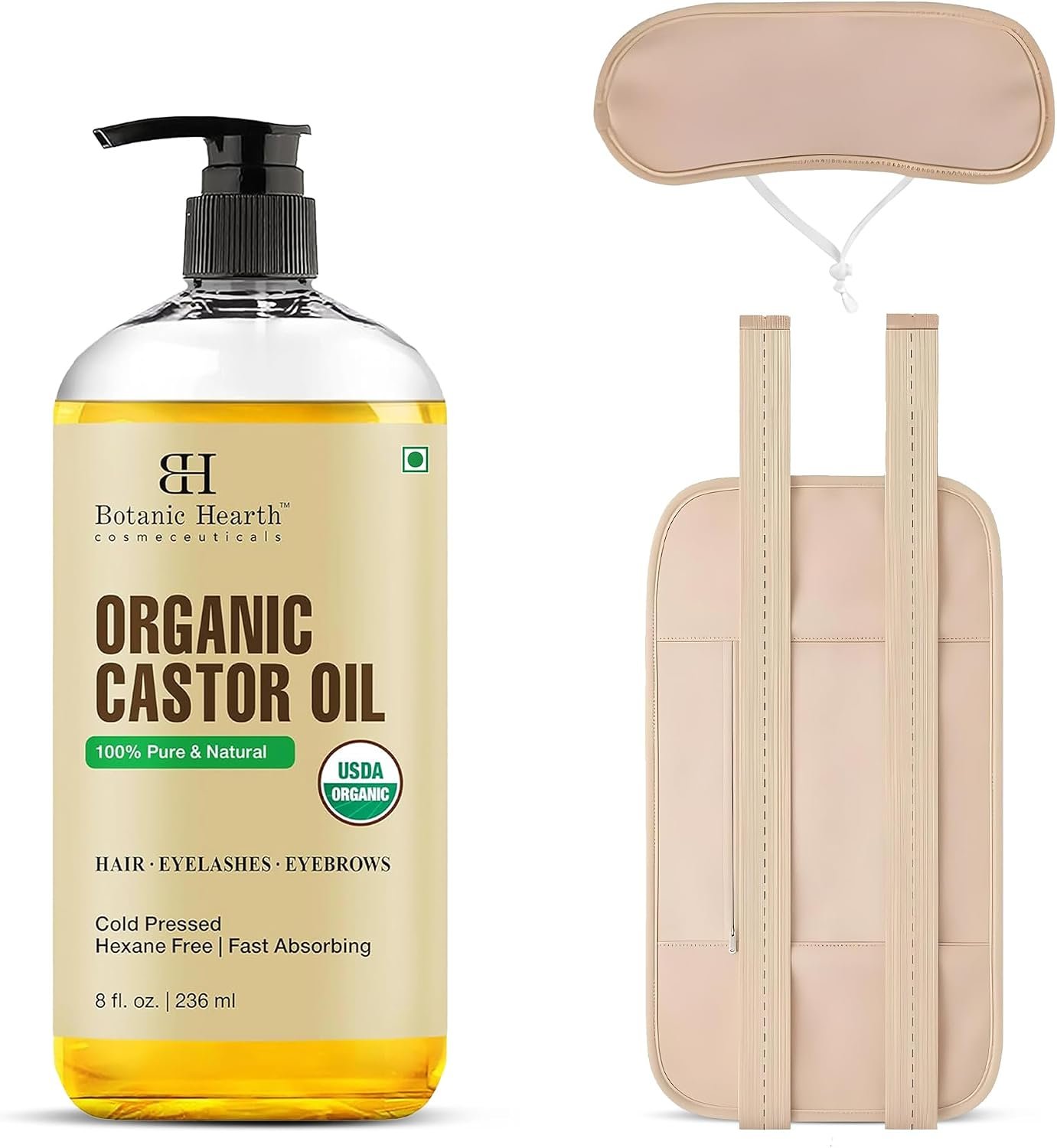 Botanic Hearth 100% Pure Castor Oil with Wrap Kit – 8 fl oz