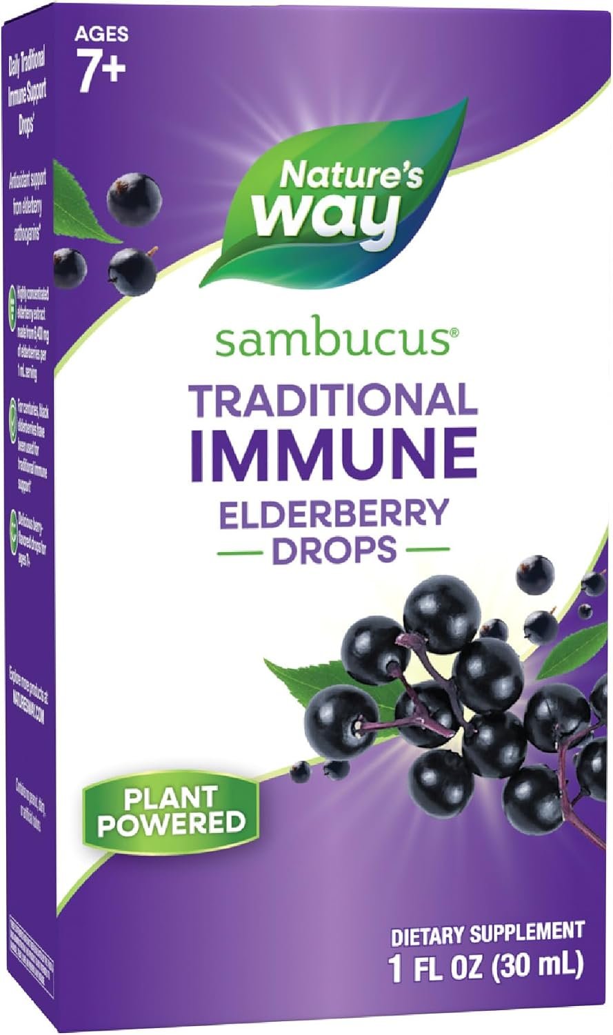 Nature’s Way Sambucus Traditional Immune Elderberry Drops, 1 Fl Oz