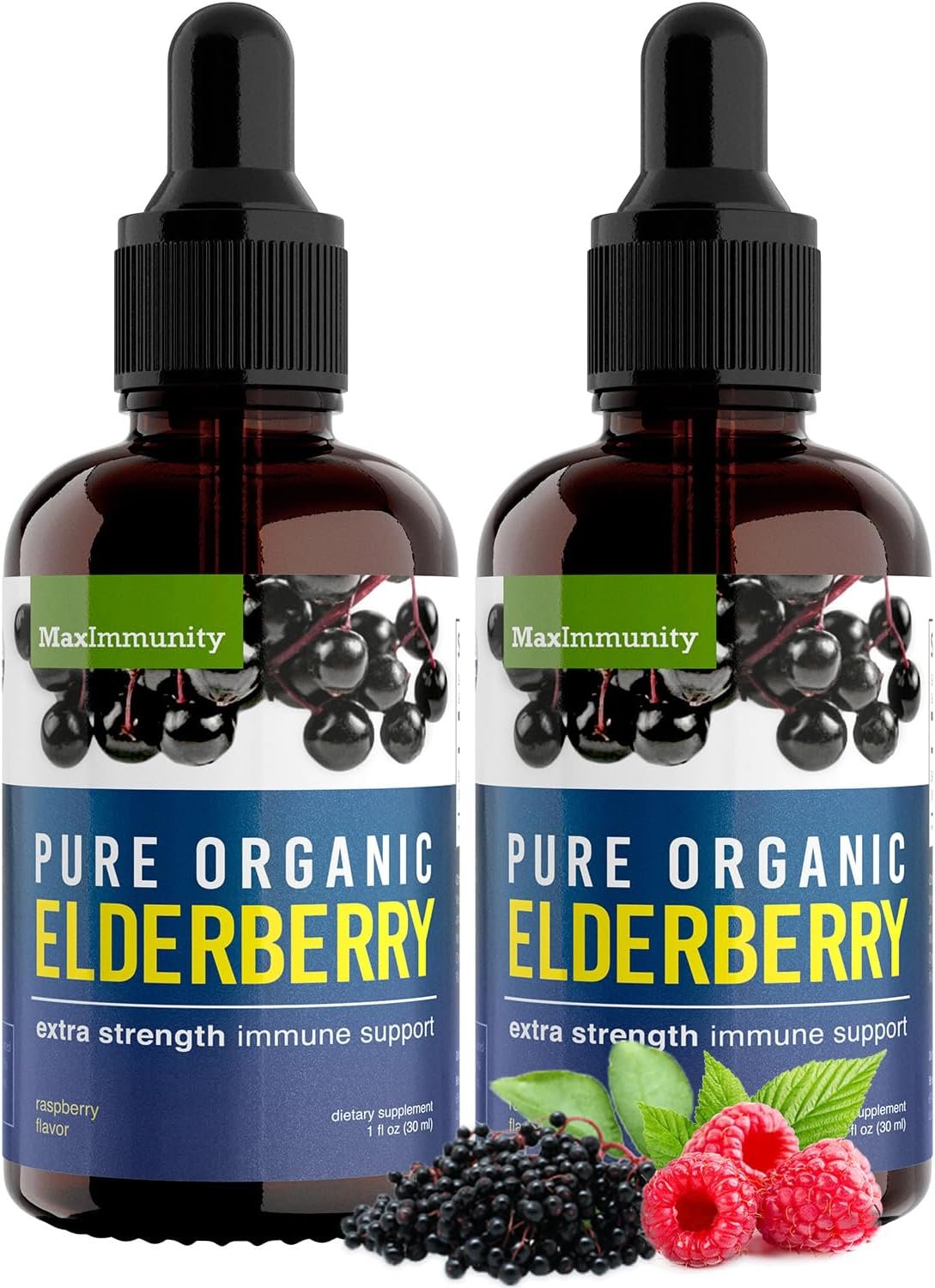 Organic Elderberry Syrup, 60 Day Supply, Black Liquid Drops for Immune Support, Sambucus Elderberry Syrup – Liquid Extract Drops for Kids & Adults – Extra Strength (2 Pack)