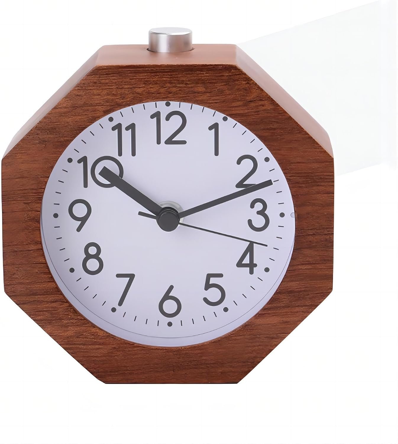 Wood Analog Alarm Clock 3” Non-Ticking Backlight Battery Operated