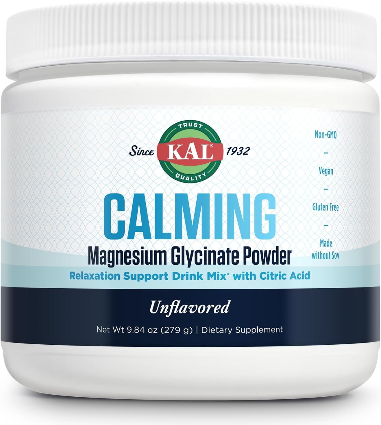 KAL Calming Magnesium Glycinate Powder, Unflavored, 8.5 oz