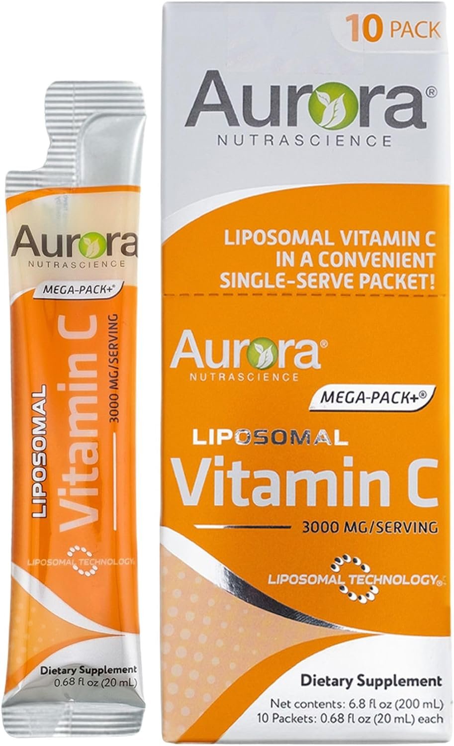 Aurora Nutrascience Liposomal Liquid Vitamin C, 10 Packets, Orange