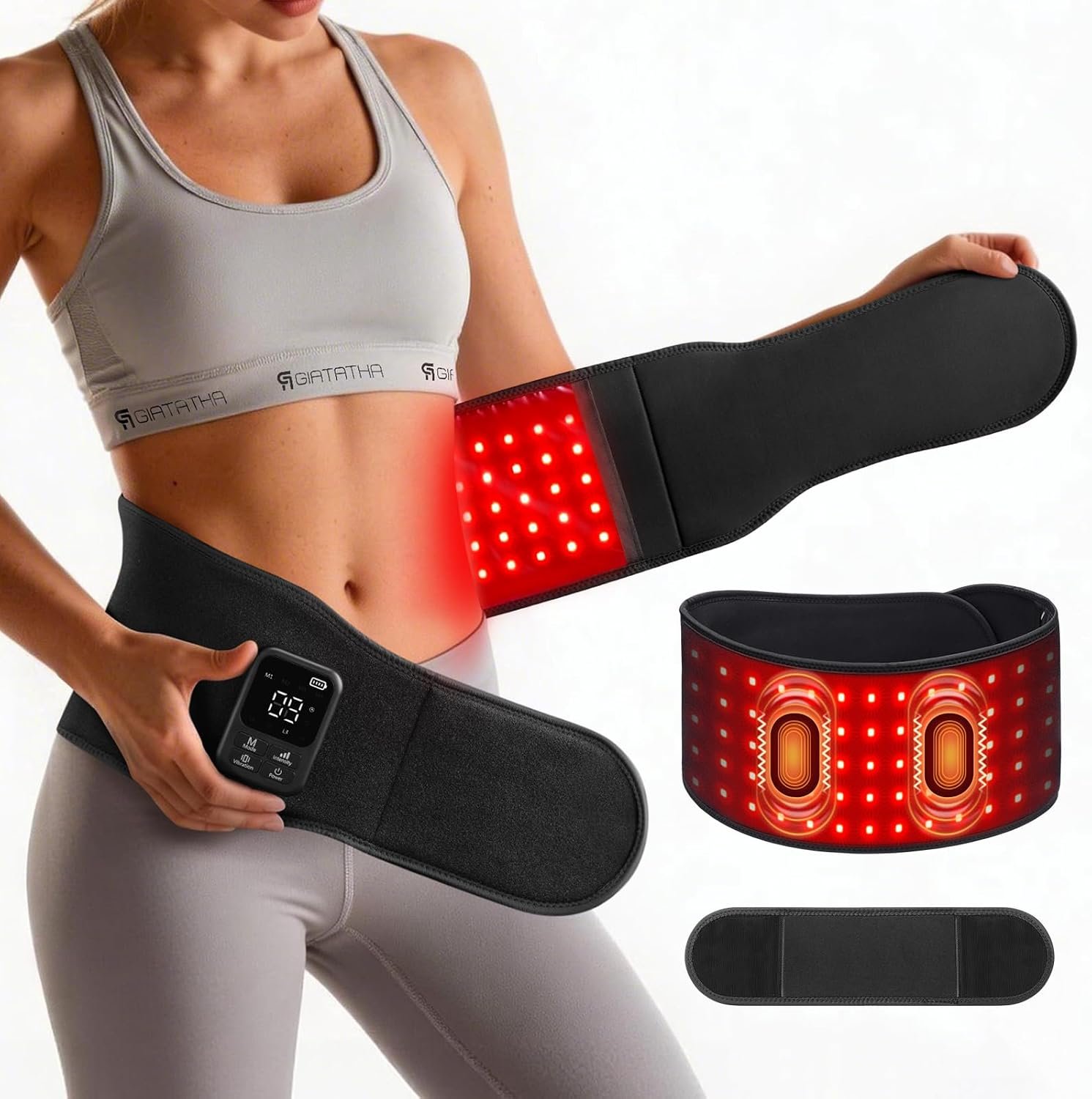 Cordless Red Light Therapy Belt for Body, Vibration Message Wrap