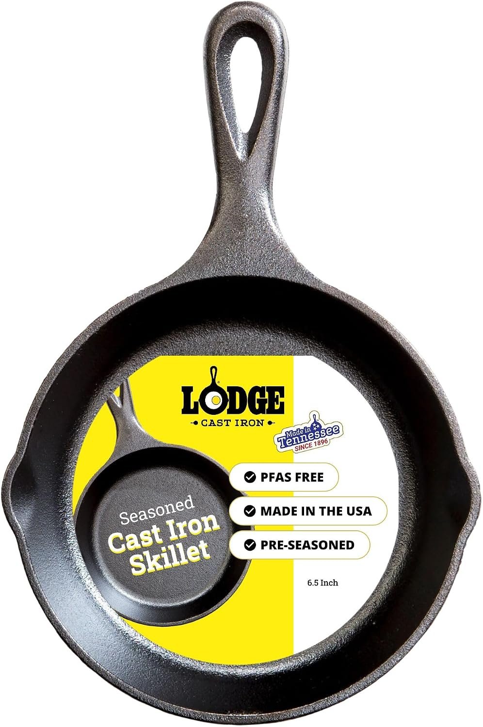 Lodge Pre-Seasoned Cast Iron Skillet, PFAS-Free, 6.5 Inches
