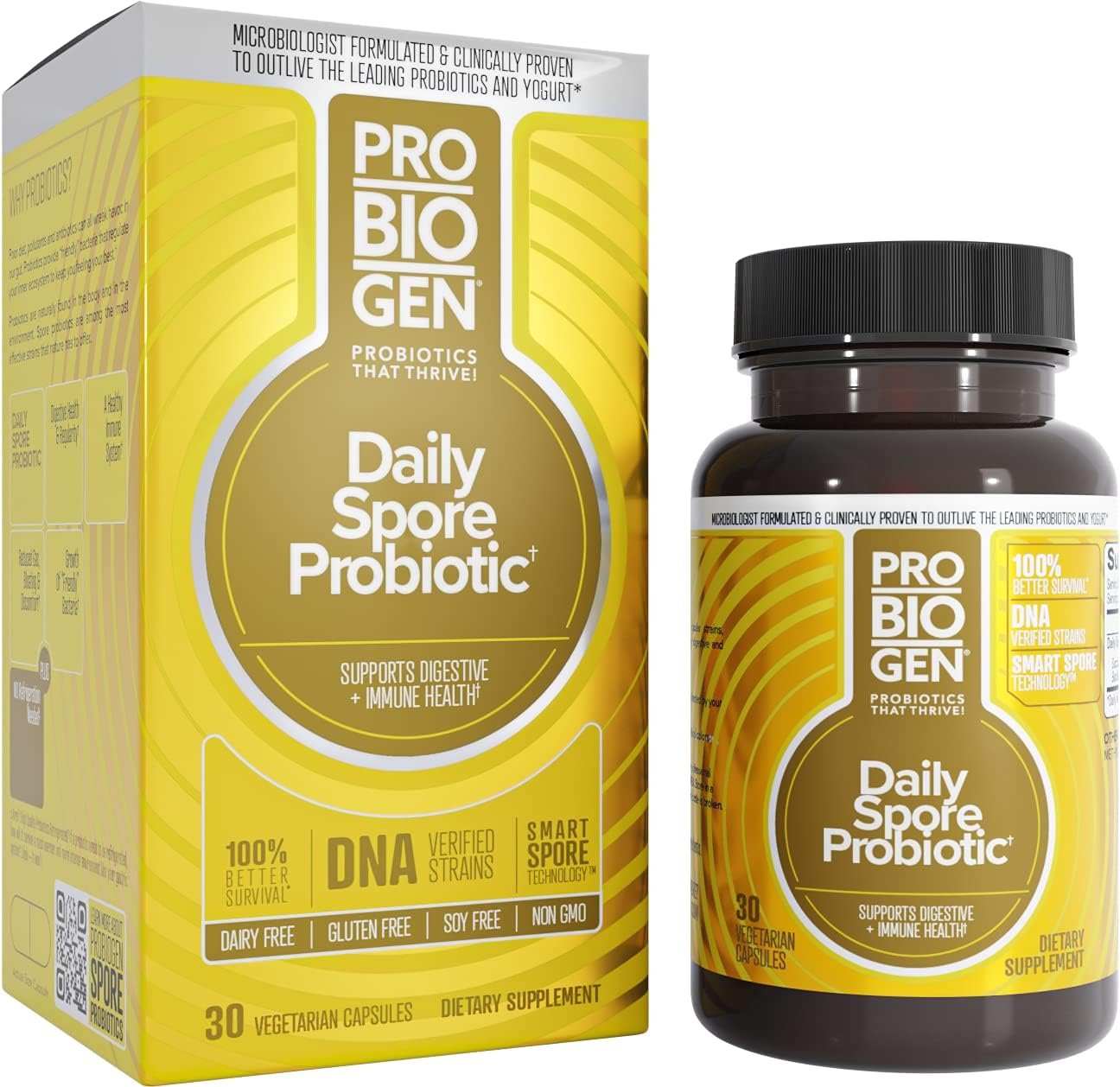 Probiogen Spore Probiotic – Daily Digestive & Gut Health Support – Probiotics for Women and Men – 30 Capsules