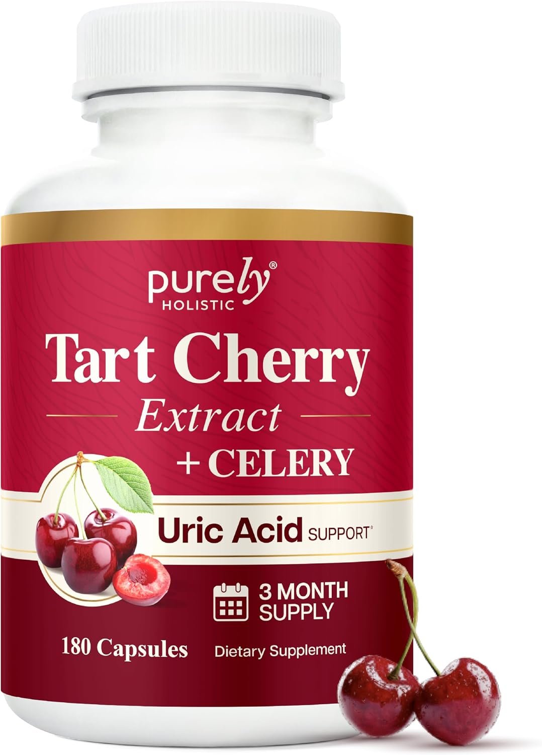 Tart Cherry Capsules with Celery Seed, Uric Acid Support, 3 Month Supply
