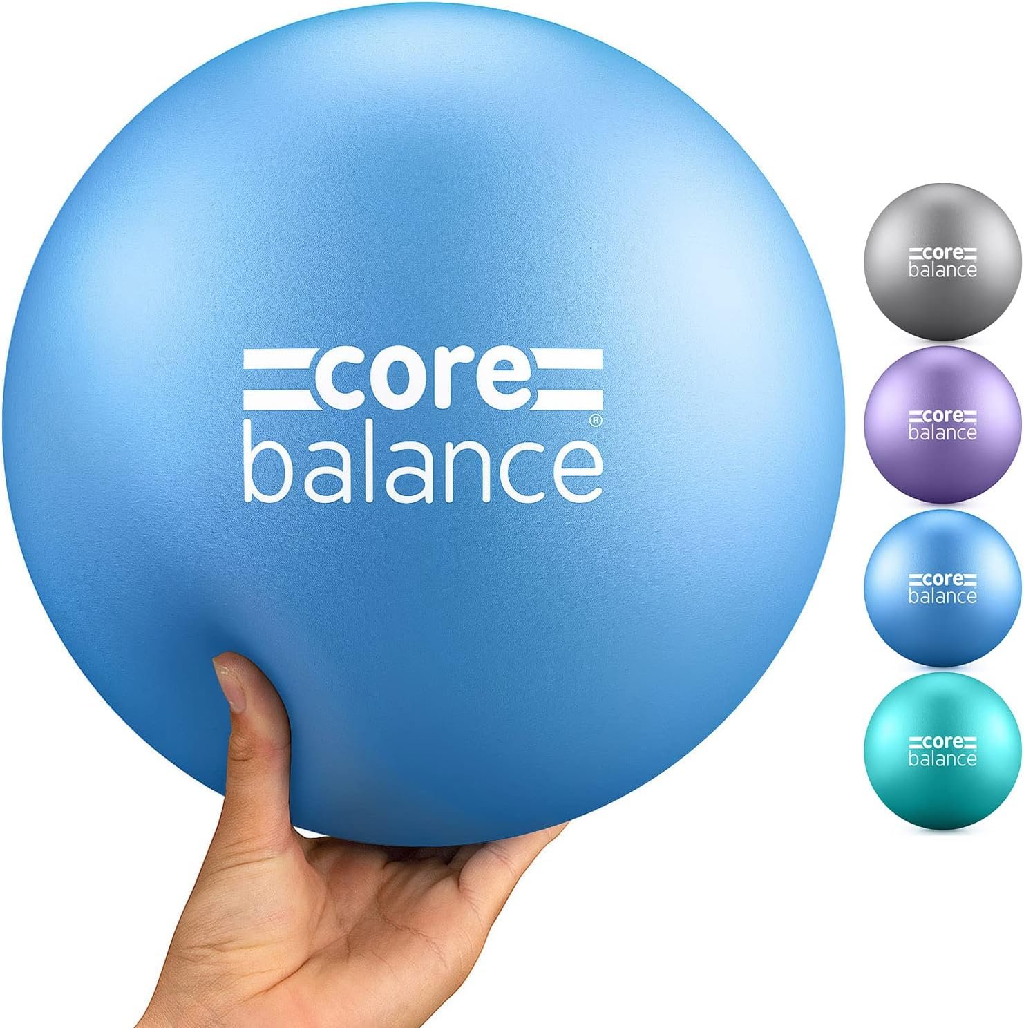 Core Balance Pilates Ball 9 Inch Anti Burst, Core Ball with Inflation Tube, Mini Pilates Ball for Physical Therapy, Small Exercise Ball for Yoga, Barre, Stretching and Core Stability Workout