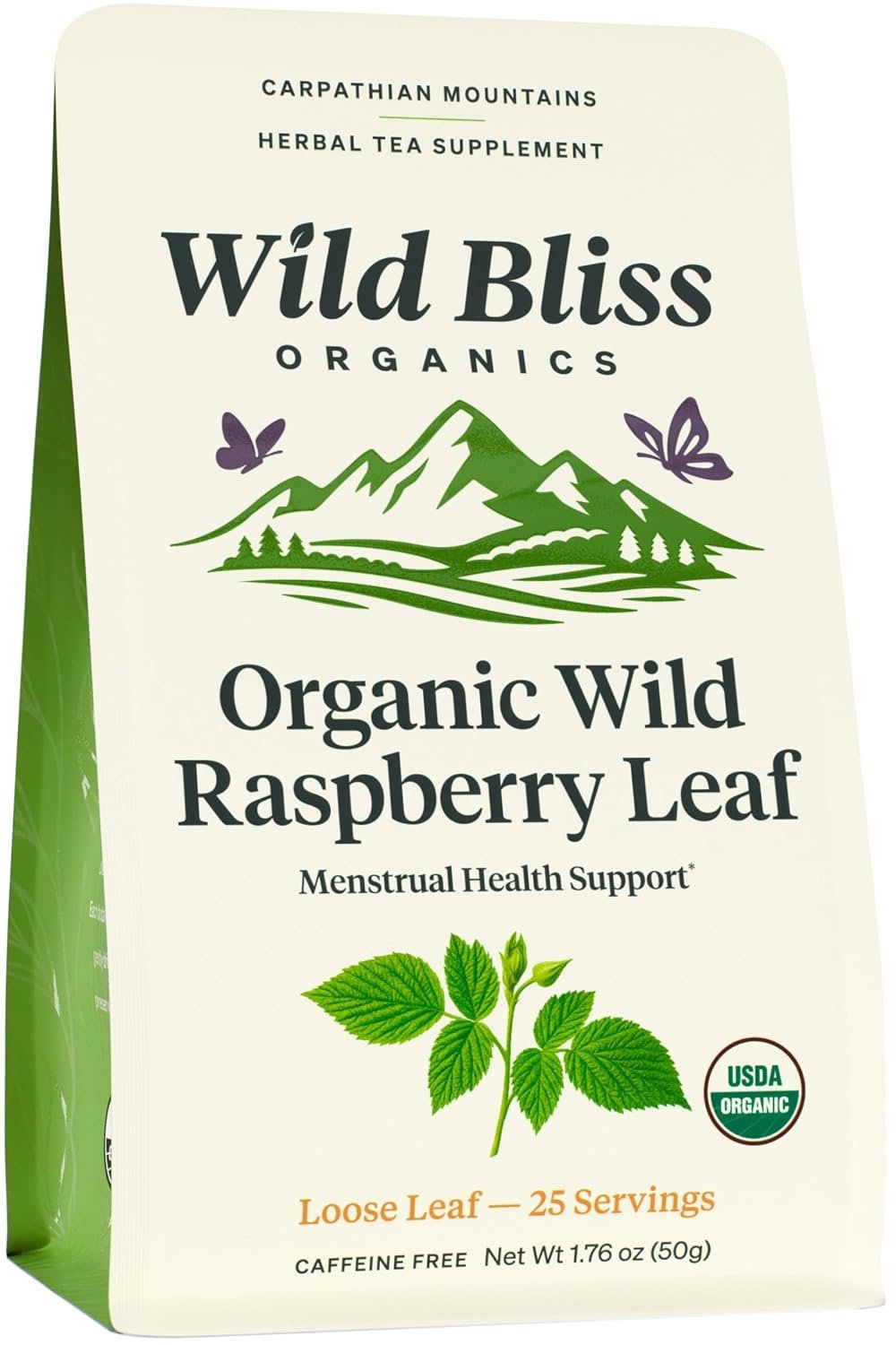 Wild Bliss Organic Red Raspberry Leaf Tea for Pregnancy and Menstrual Support – Loose Leaf Herbal Tea – 1.76 Oz – 25 Servings
