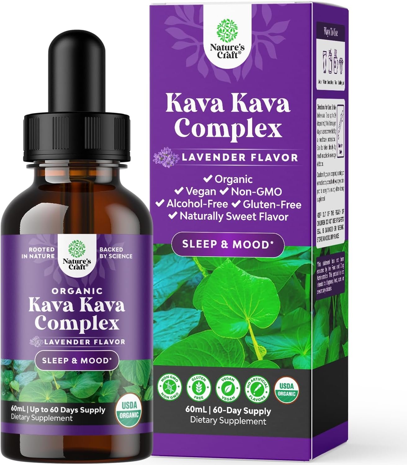 Organic Kava Kava Extract Drops – Calming Support with Chamomile – 2 Fl Oz