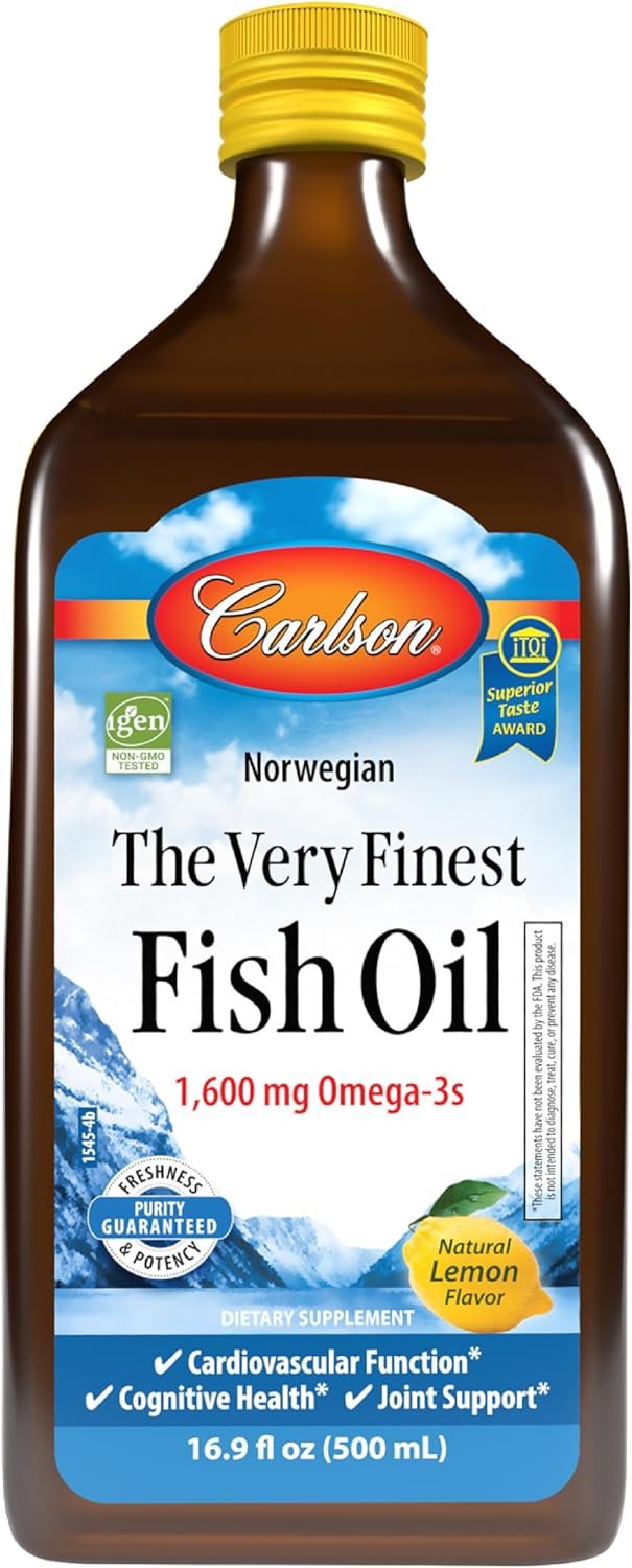 Carlson The Very Finest Fish Oil, 1600 mg, Omega-3s, 500 mL (16.9 Fl. Oz)