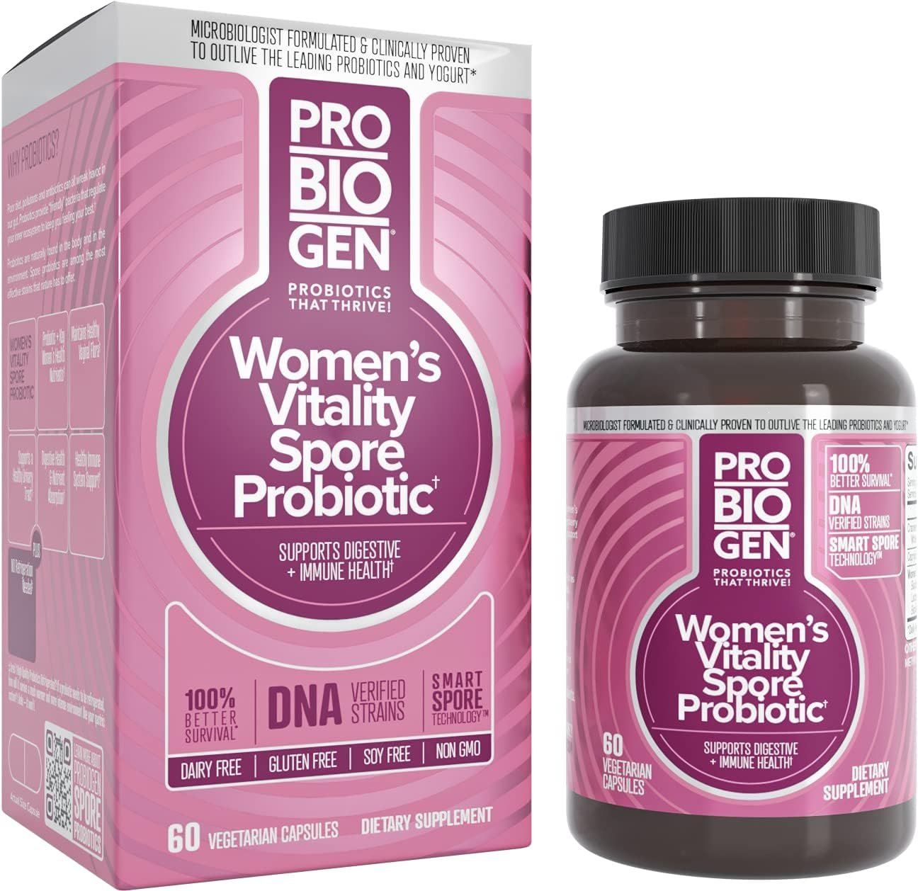 Women’s Daily Probiotic Supplement – Vitality Probiotic with Smart Spore Technology, Lactobacillus Cultures, Gut & Vaginal Health Support, Gluten-Free, Non-GMO – 60 Capsules