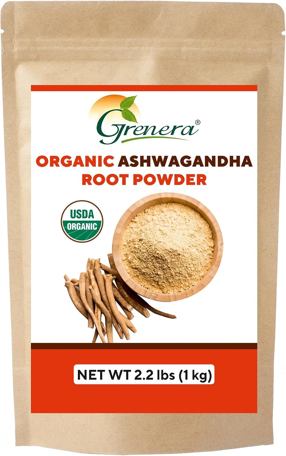 Grenera Organic Ashwagandha Root Powder | 2.2 lbs (1 kg)