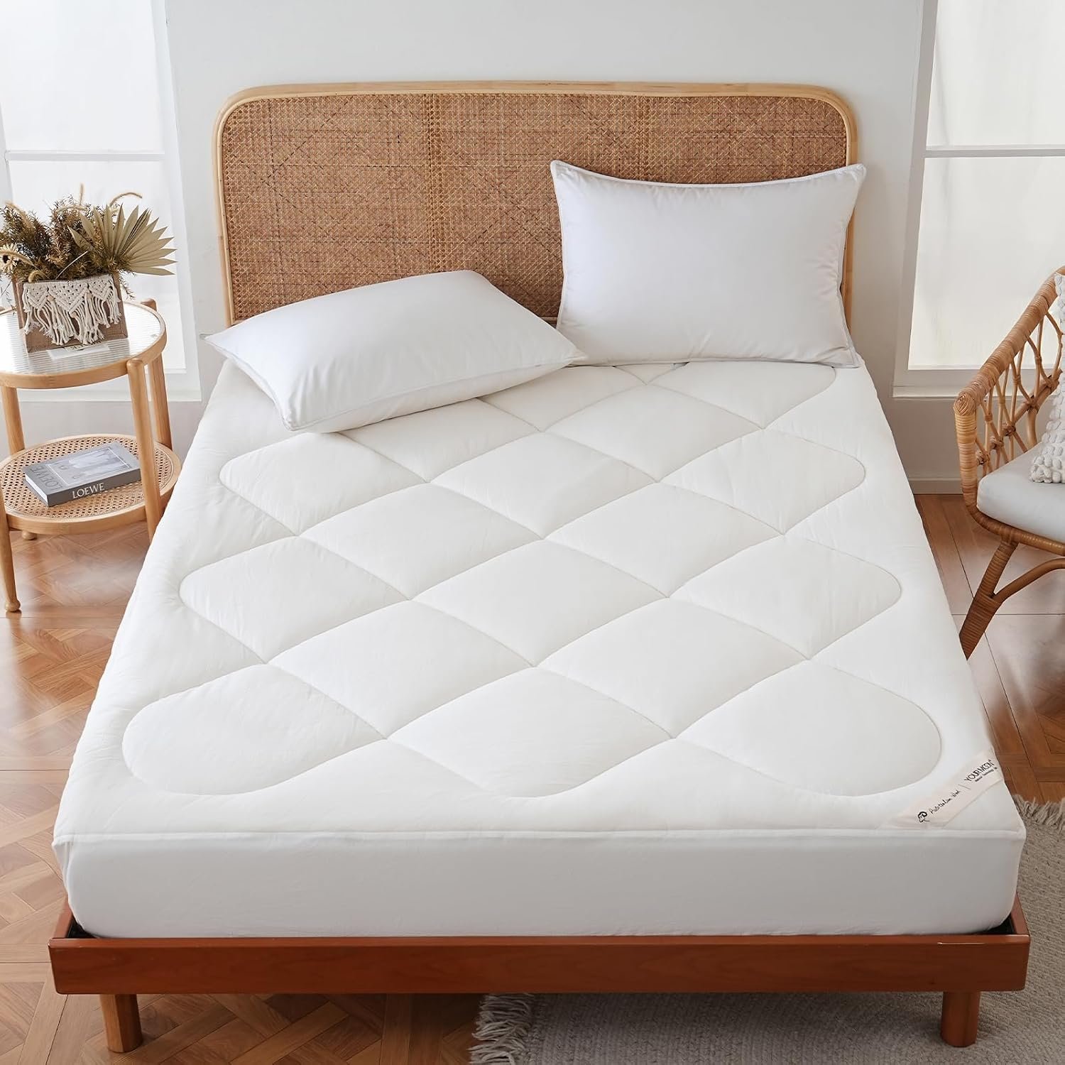 YOUR MOON 100% Wool Mattress Pad Queen, 500 GSM, White, 60 x 80 in