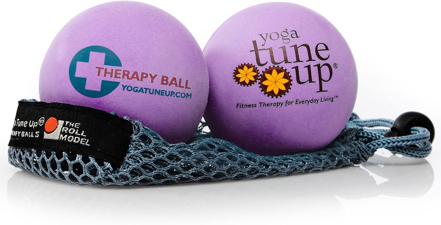 YOGA TUNE UP® Therapy Balls in Tote by Tune Up Fitness – Massage Balls for Trigger Point, Pressure Point & Myofascial Release – Use as Single or Peanut Ball for Pain Relief & Relaxation (Deep Purple)