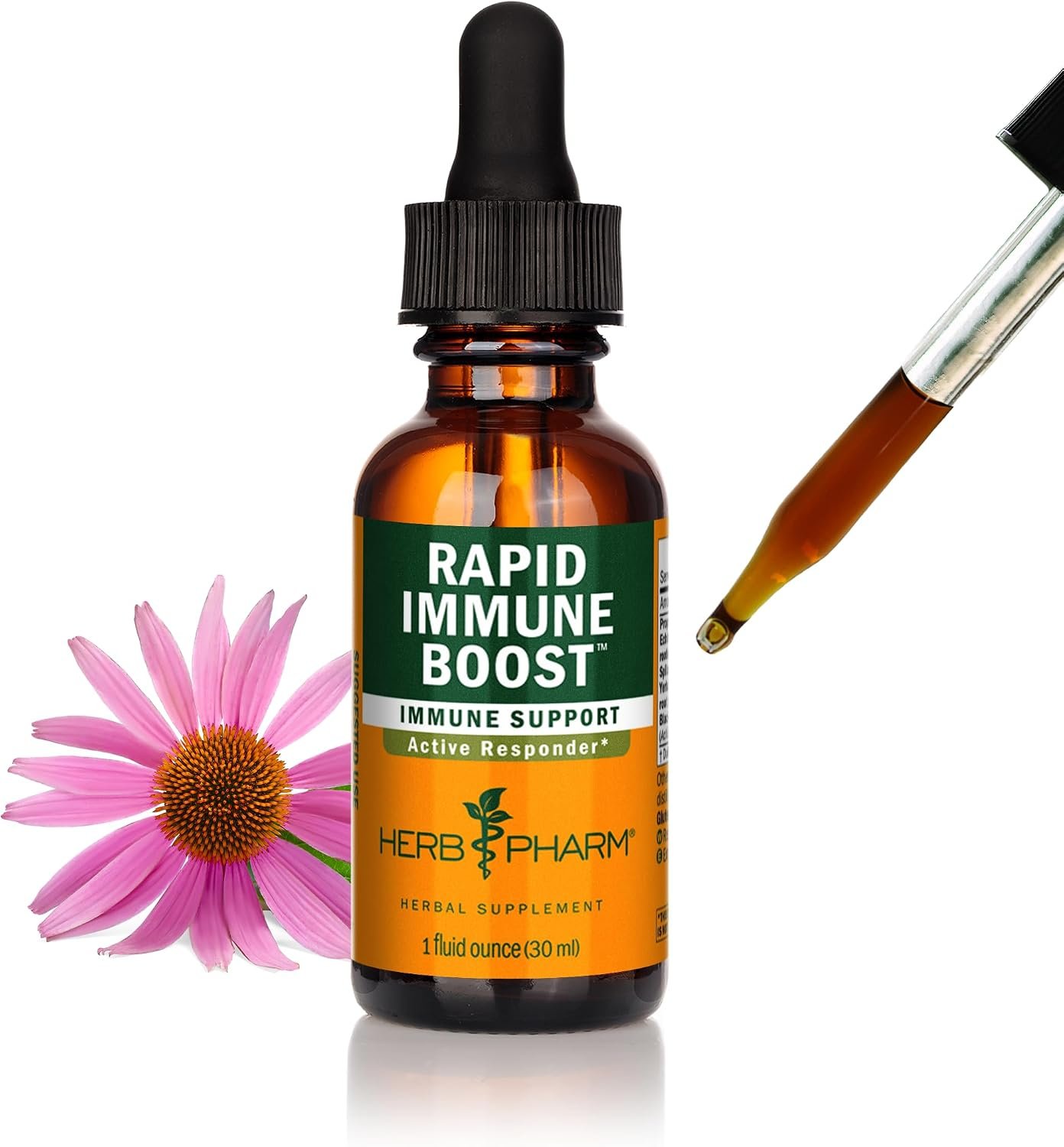 Herb Pharm Rapid Immune Boost: for Adults, Fast-Absorbing Echinacea Tincture with Goldenseal, Ginger Extract & Elderberry | Immune Support Supplement for Immune Challenges, Up to 3 Week Supply, 1 oz