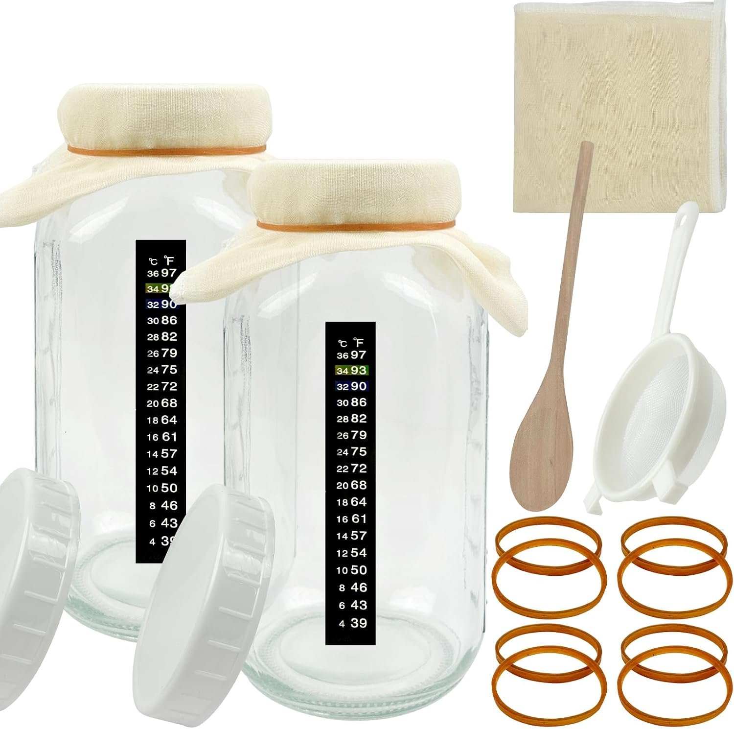 11Pcs Kombucha Fermenter Kit Kombucha Starter kit with 60oz Mason Jar ﻿ ﻿ ﻿