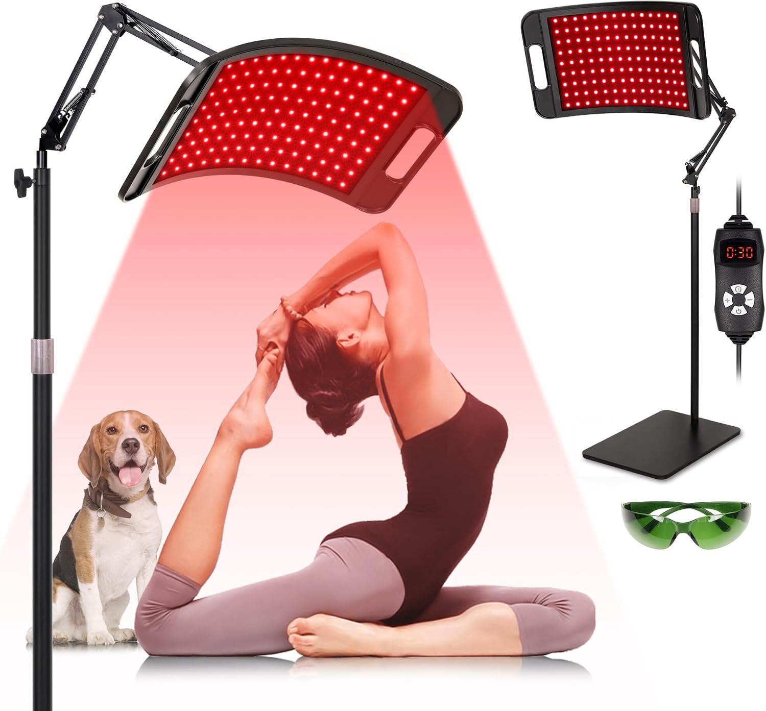 Red Light Therapy Panel with Stand, 126 LEDs 660nm & 850nm