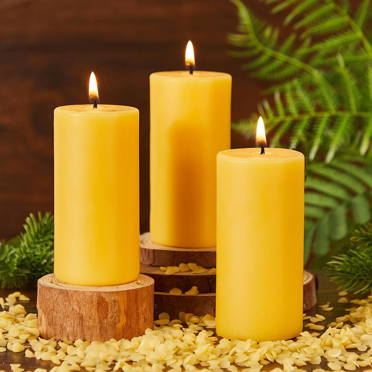 Crenovo 3 Pack Beeswax Pillar Candles,2×4 Inch 100% Pure Organic Natural