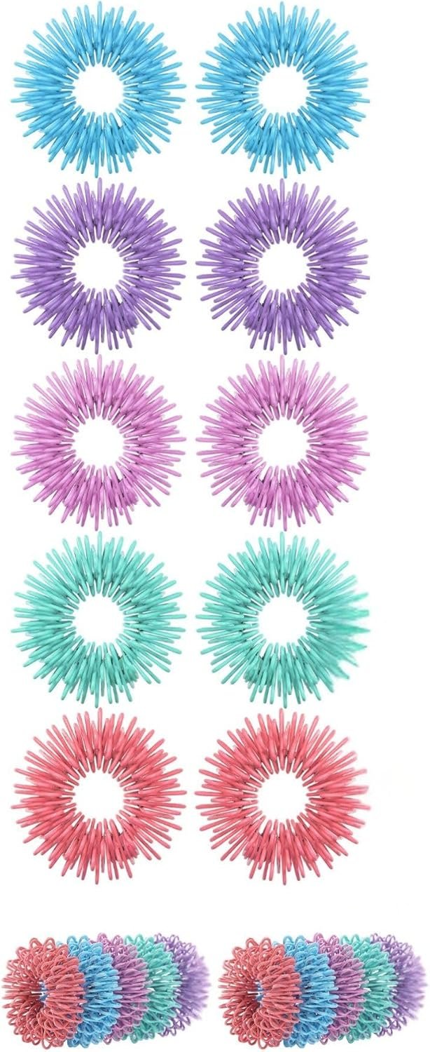 Mr. Pen- Spiky Sensory Rings, 10 Pack, Pastel Colors