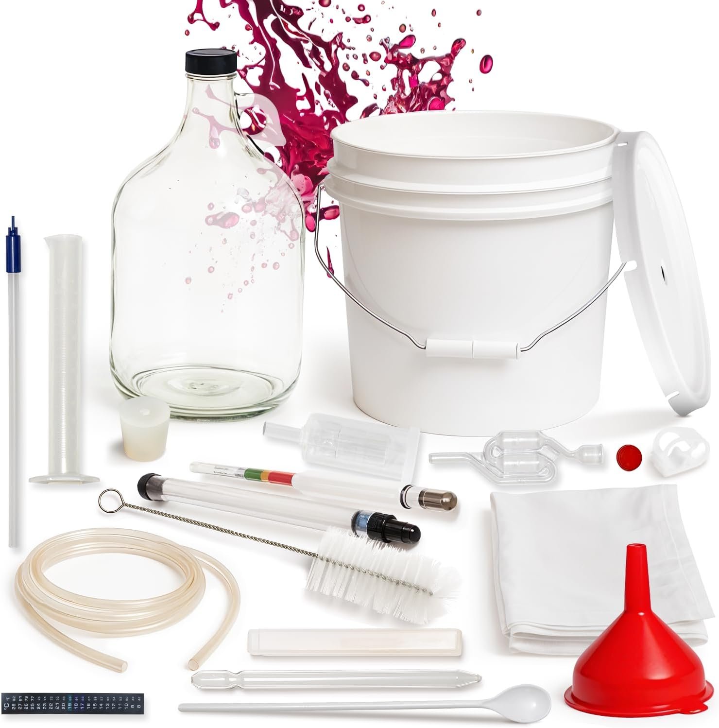 Wine Making Kit & Mead Making Kit | Complete Home Brewing Kit for Beginners & Experts – Includes Glass Carboy, Fermenter, Hydrometer, Siphon, Airlock & More | DIY Wine Brewing Equipment