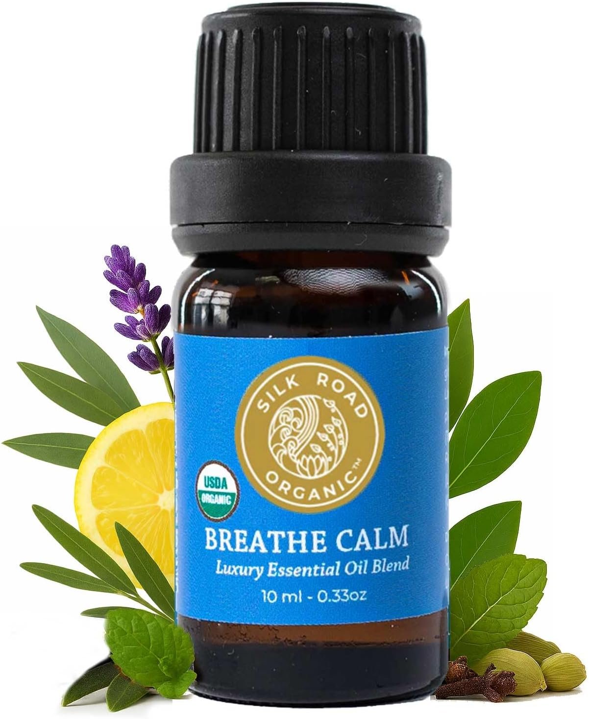 Silk Road Organic Breathe Calm Respiratory Essential Oil, USDA Certified