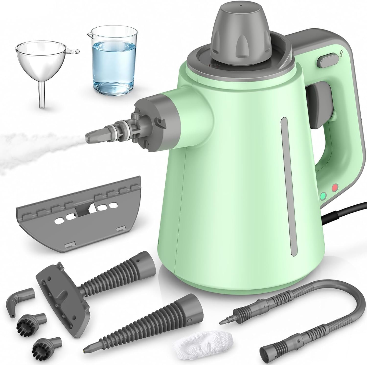 Handheld Steam Cleaner, Chemical-Free Pressurized Steamer for Home Cleaning with 10 Accessories, High Temp Steam Cleaner, 380ML Tank, 9.8FT Cord for Bathroom, Kitchen, Grout, Tile, Window&Car
