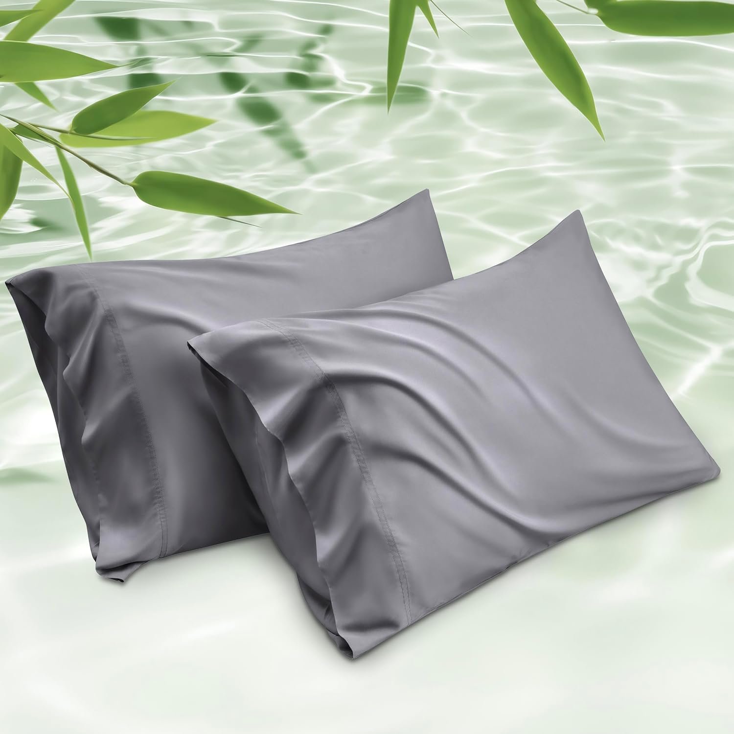 Bedsure Pillow Cases Standard Size Set of 2, 100% Rayon Derived from Bamboo