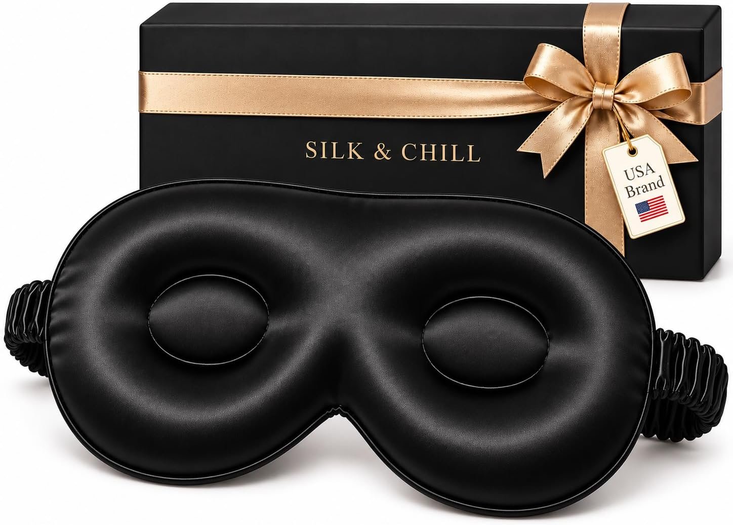 Silk & Chill™ 22 Momme Mulberry Silk Sleep Mask, 3D Eye Mask, Black