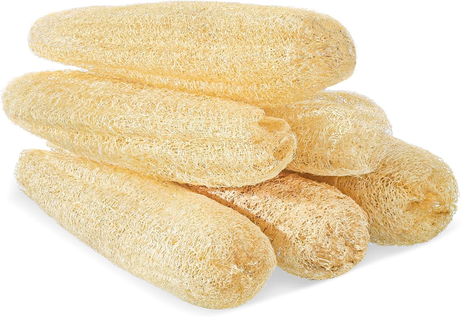 6 Pack Natural Loofah Sponge 13.8-15.7 Inches for Men Women