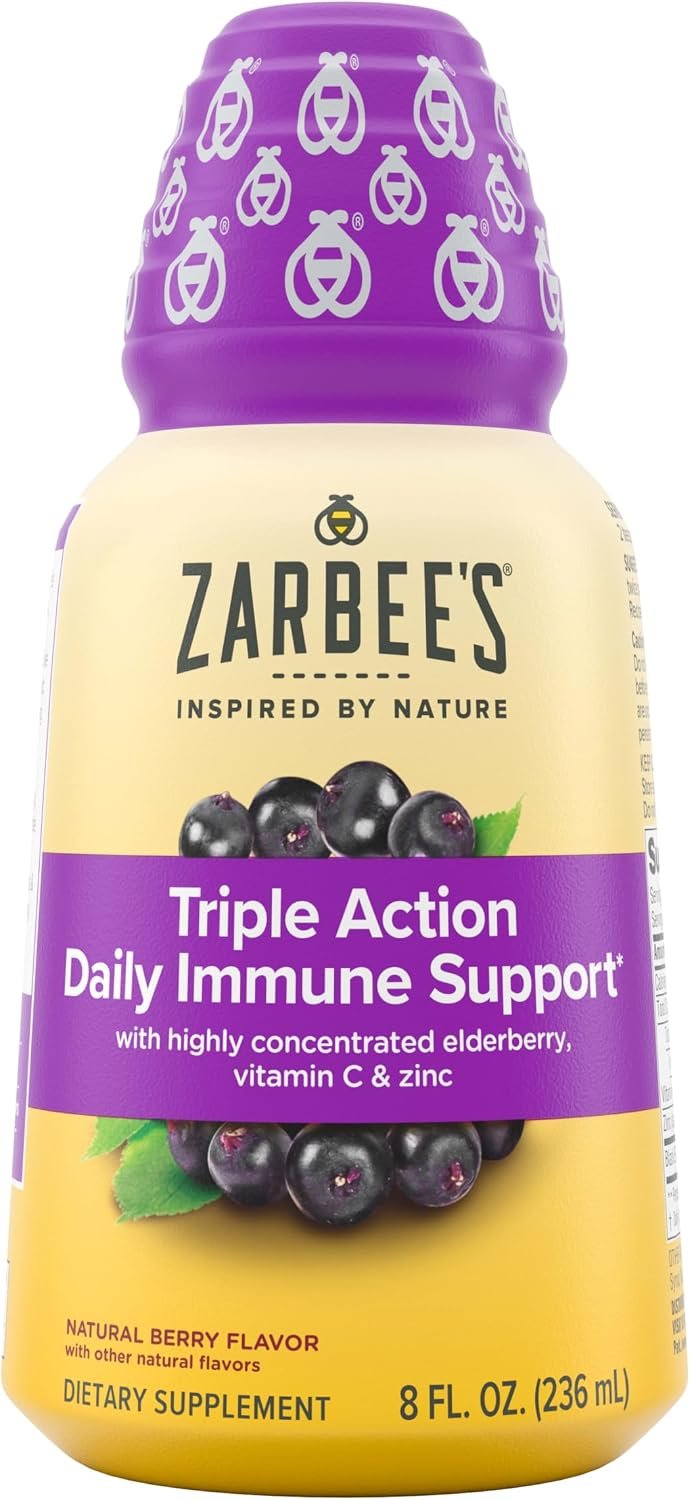 Zarbee’s Adult Daily Immune Support Liquid, Vitamin C & Zinc, 8 fl oz
