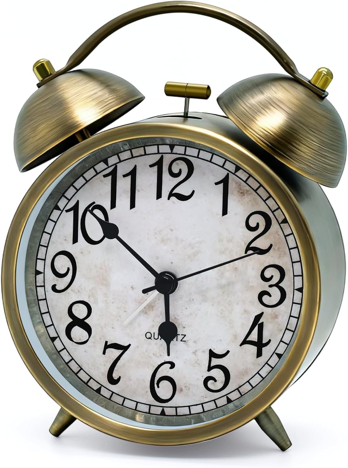 Vintage Twin Bell Alarm Clock – 4.5” Non-Ticking Analog Desk Clock