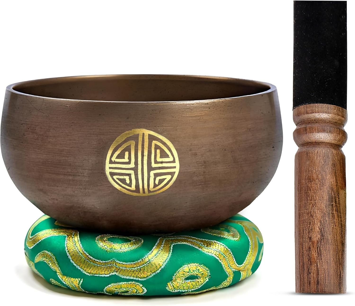 Tibetan Singing Bowl Set Brass – Master Healing Grade – Authentic Handcrafted Sound Bowl by Himalayan Bazaar (Black and Red)