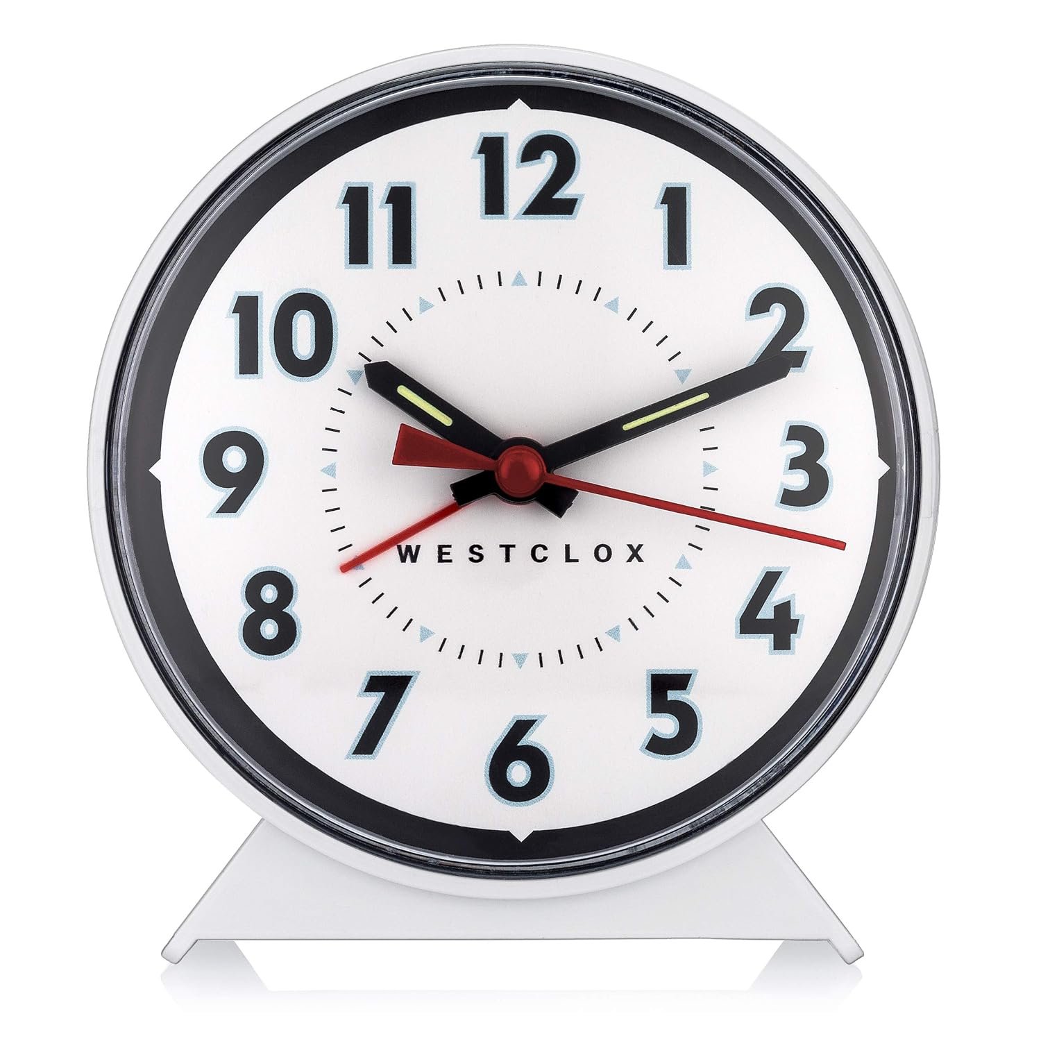 Westclox Keywound Analog Alarm Clock, Loud Bell Alarm, Manual Wind Up, No Batteries or Electricity Required (White, 4.5″ x 4.25″)