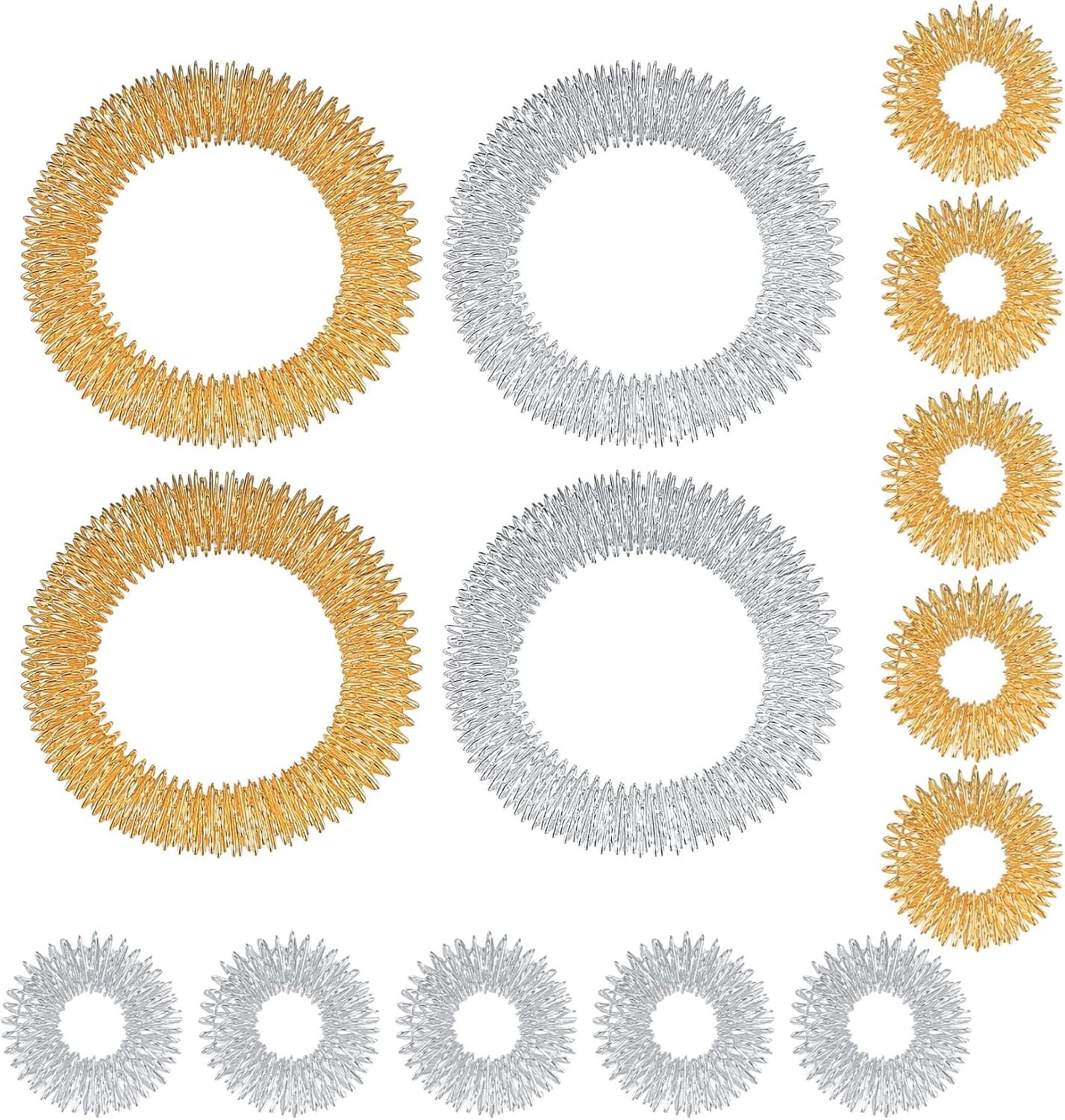 14 Pieces Spiked Sensory Rings-10 Acupressure Rings,4 Bracelets