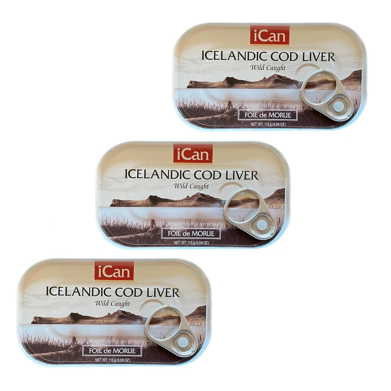 Ican Icelandic Wild Cod Liver in Own Oil, 4.06 oz (Pack of 3)