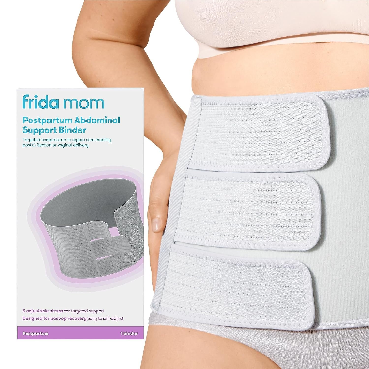 Frida Mom Belly Binder for Natural & C-Section Postpartum Recovery, 9″ High