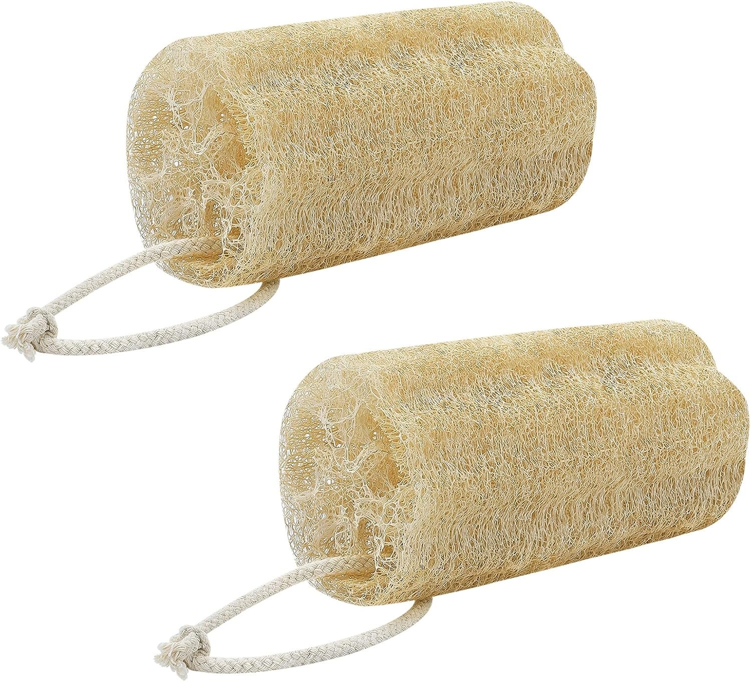 Natural Loofah Sponge (2 Pcs), 6“ Organic Loofah Eco Friendly 100% All Natural Biodegradable luffa Cleaning Exfoliating Body Scrubber Egyptian Loofa for Deep Clean Real loofah Bath Shower Men Women