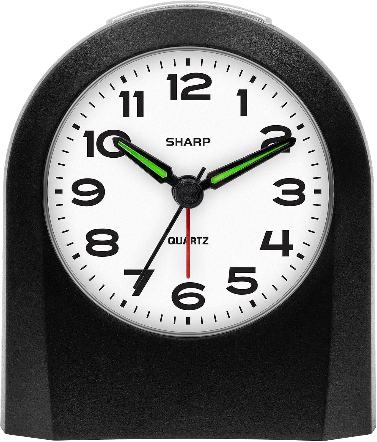 Sharp Battery-Powered Analog Alarm Clock, Silent Sweep, Snooze and Light
