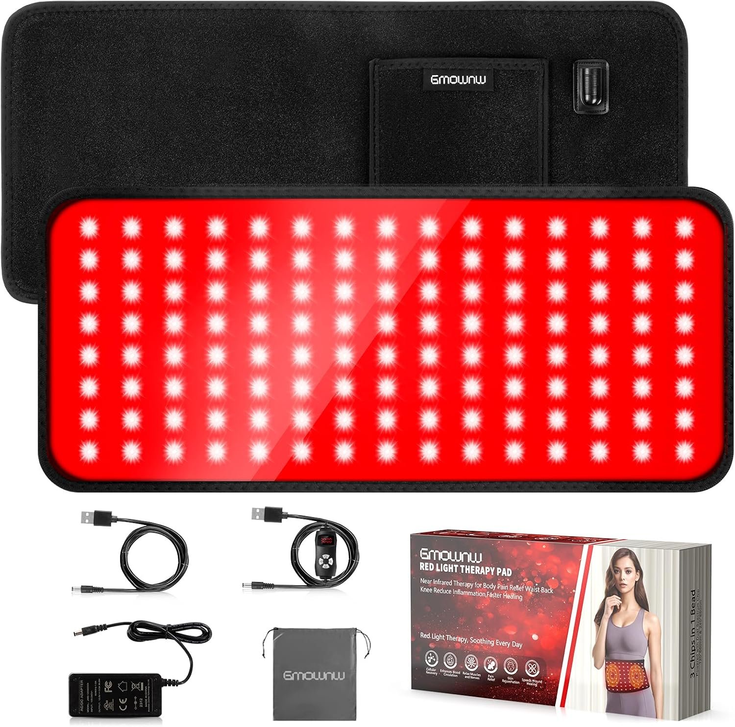 Red Light Therapy for Body, 660nm 850nm Infrared Light Therapy Pad, Wearable Wrap with Timer Remote Control for Back Shoulder Waist Knee, Infrared Light Device Home Use, 19.6” x 8.6” Large Area