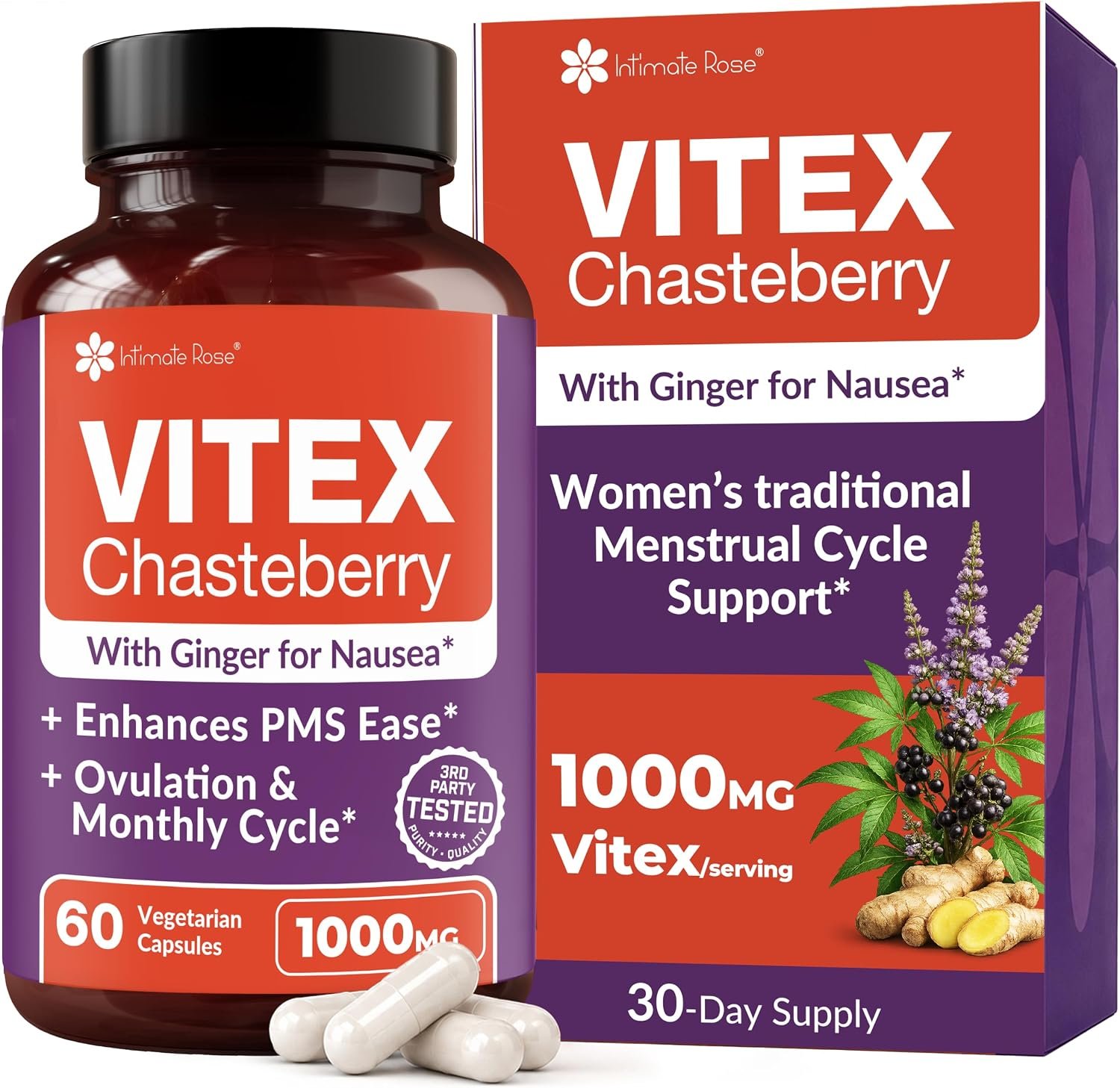 Intimate Rose Vitex Chasteberry Supplement for Women, 1000 mg