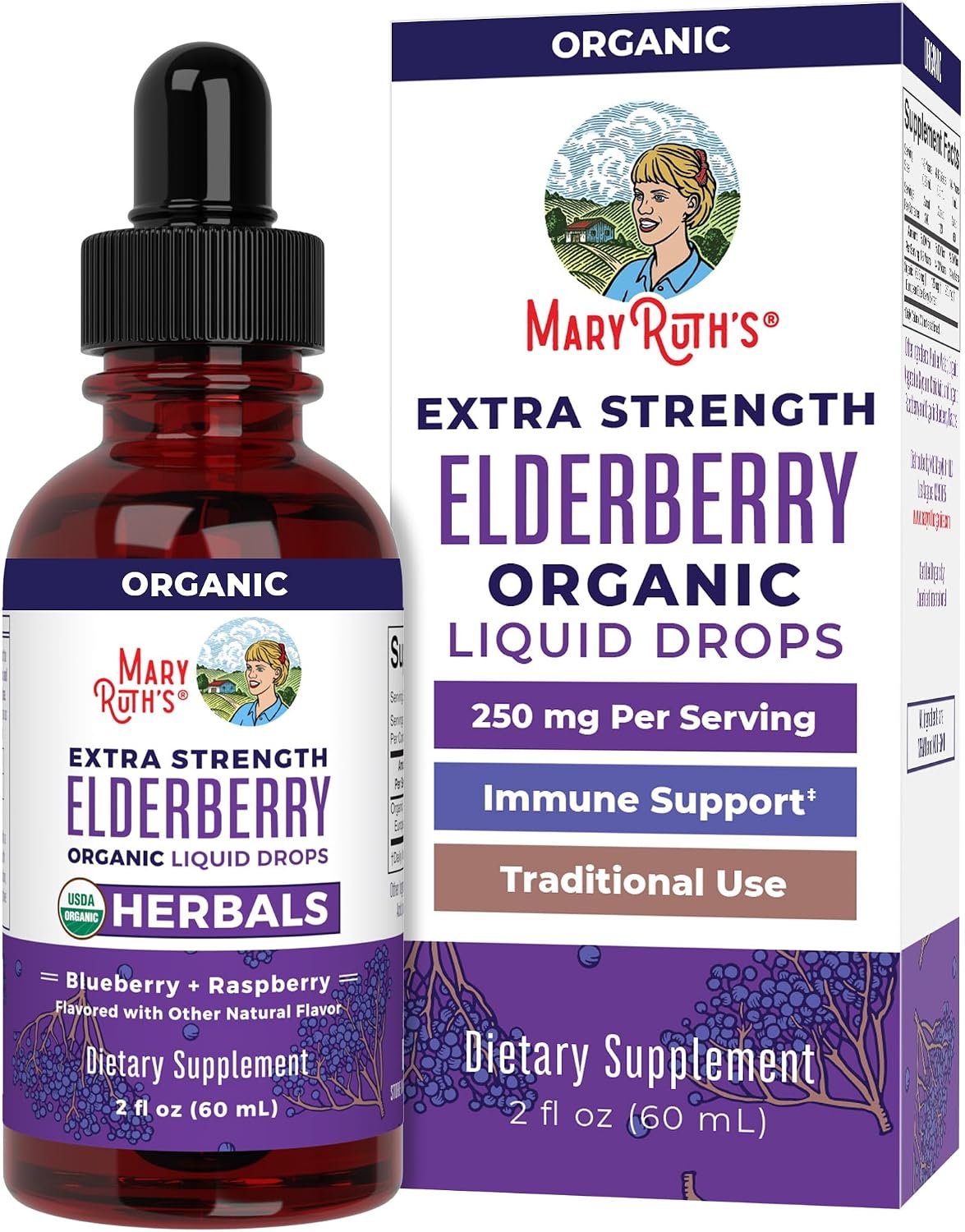 MARYRUTH’S Organic Extra Strength Elderberry Liquid Drops, Immune Support