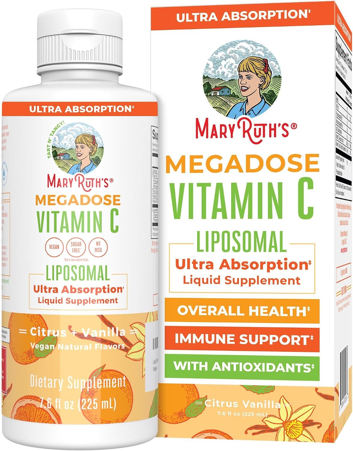 MaryRuth’s Megadose Liquid Vitamin C 500mg Liposomal, Vegan, 30 Servings