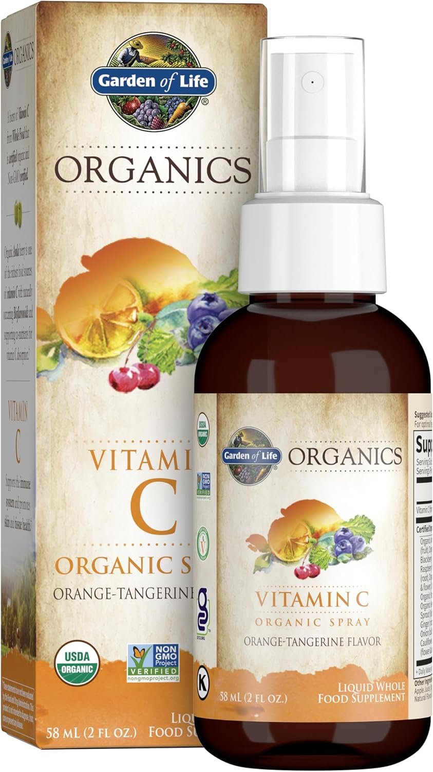 Garden of Life Organics Vitamin C Spray Featuring Amla Berry – Liquid Vitamin C Supplement for Immune & Skin Health Support, USDA Organic, Non-GMO, Vegan, Orange Tangerine Flavor, 2 Fl Oz Bottle