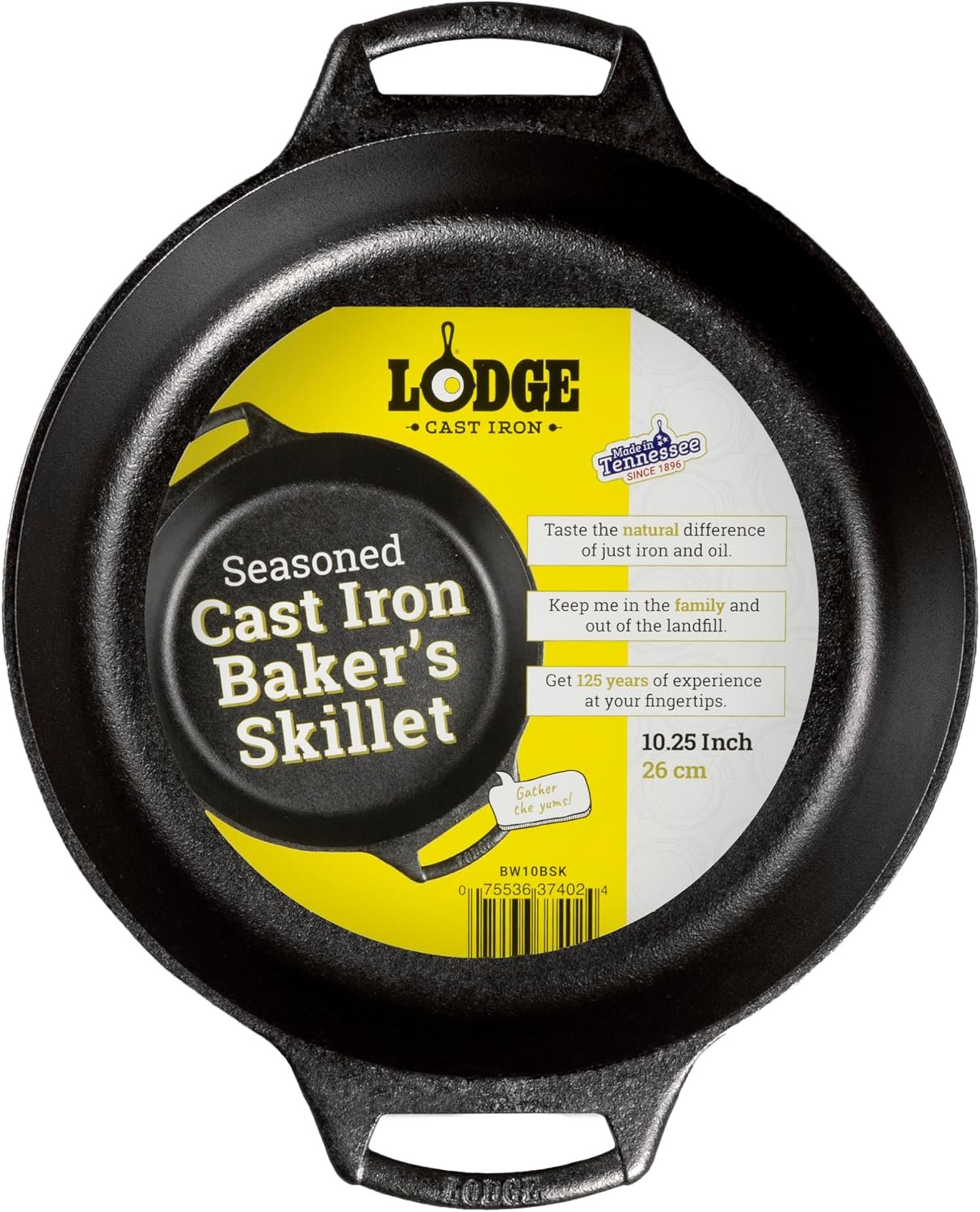 Lodge Pre-Seasoned Cast Iron Baker’s Skillet, 10.25 Inches