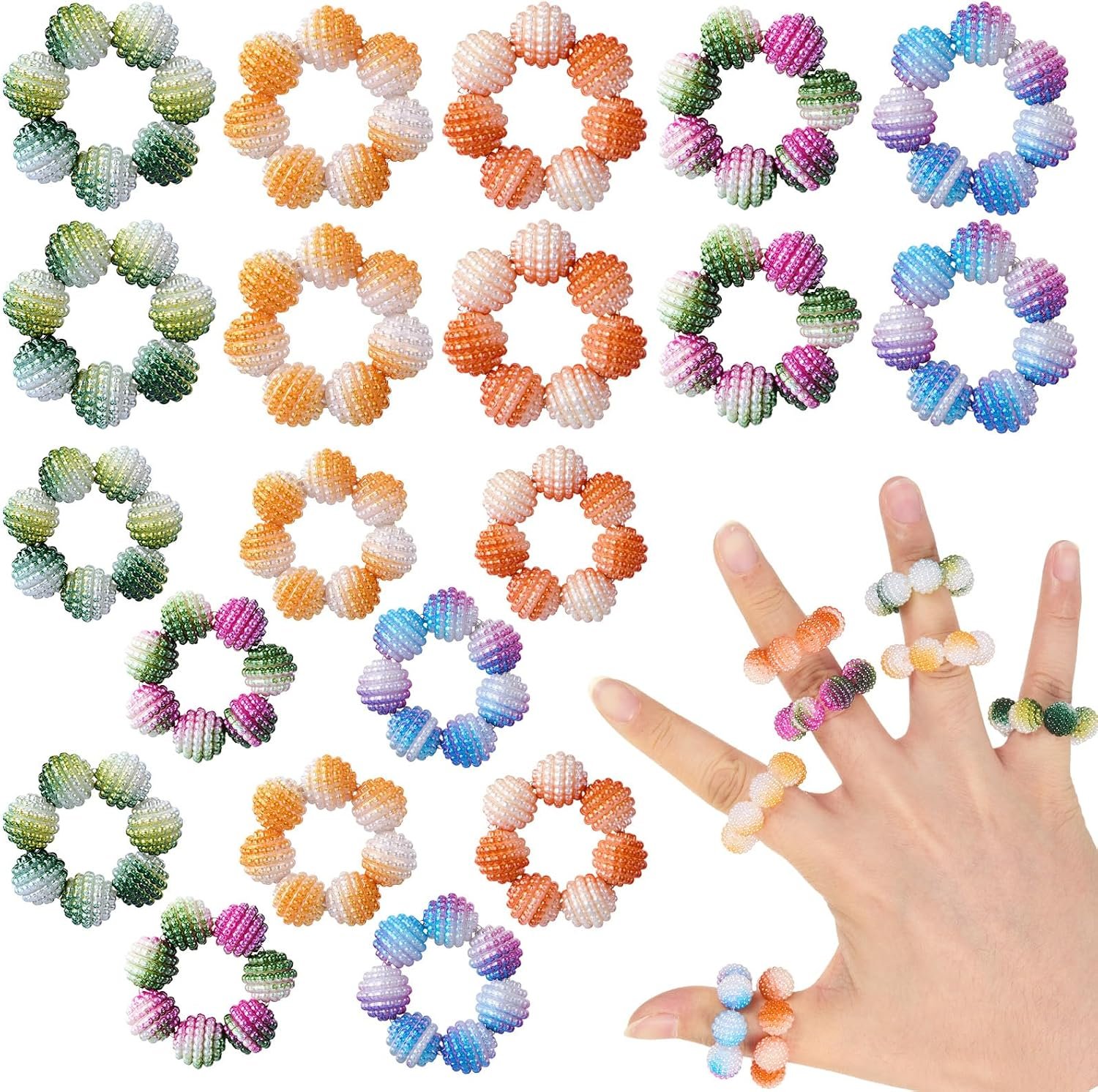 Liliaafar Fidget Ring for Adult, 20 Pcs, Soft Mix