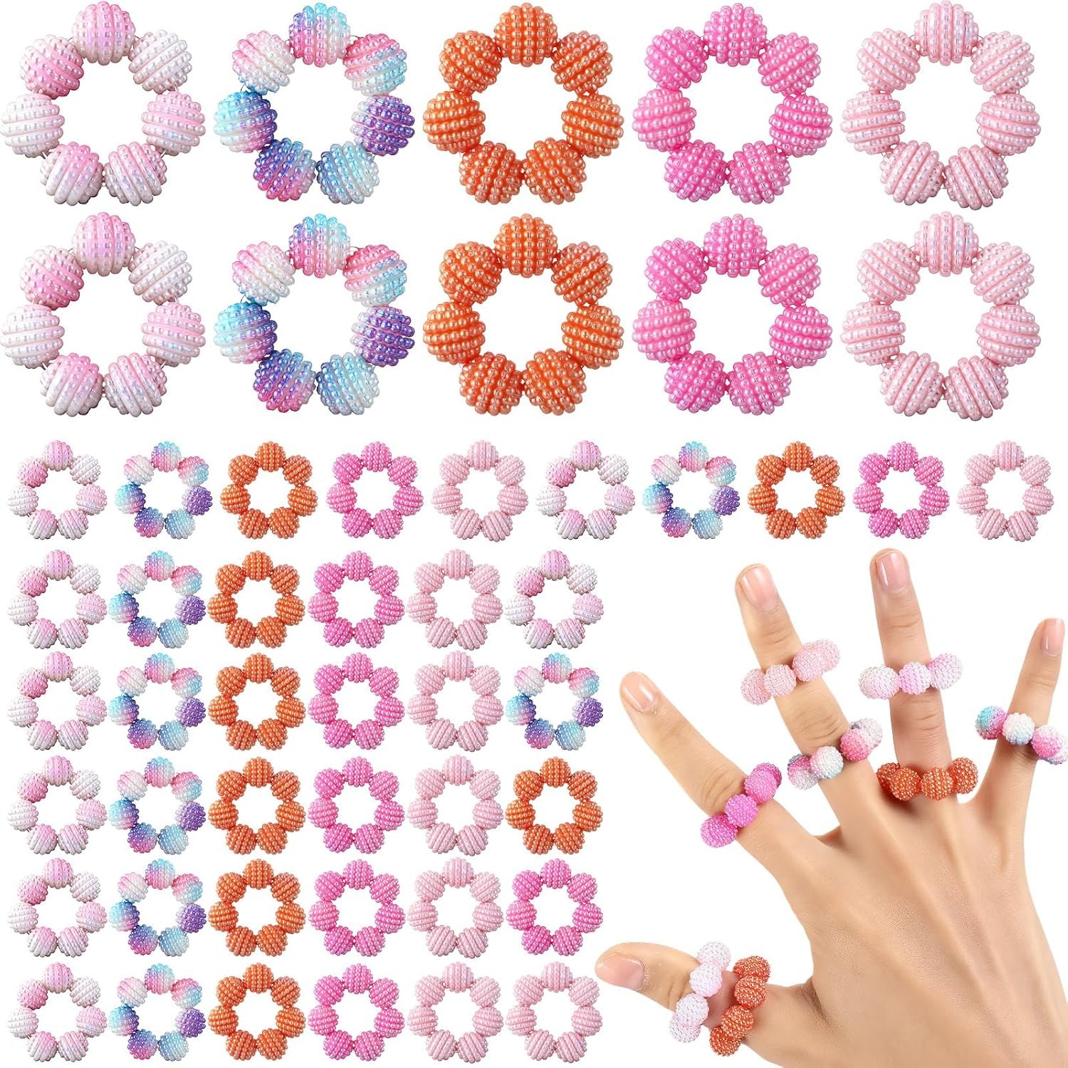 Liliaafar 100 Pack Fidget Jewelry for Kids Adult Fidget Stress Ring Acupressure Ring Spiky Bead Sensory Finger Acupressure Rings for Relief Finger Anxiety Rings Fidgets Toys Stress Reducer