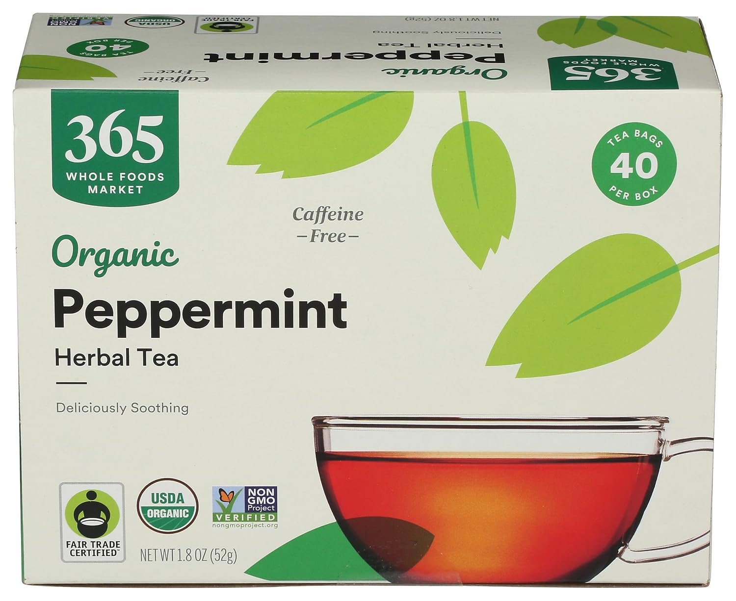 365 Everyday Value, Organic Peppermint Tea (40 Bags), 1.9 Ounce (pack of 12)